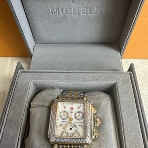 Michele Deco Two-Tone 18K Gold-Plated Diamond Watch